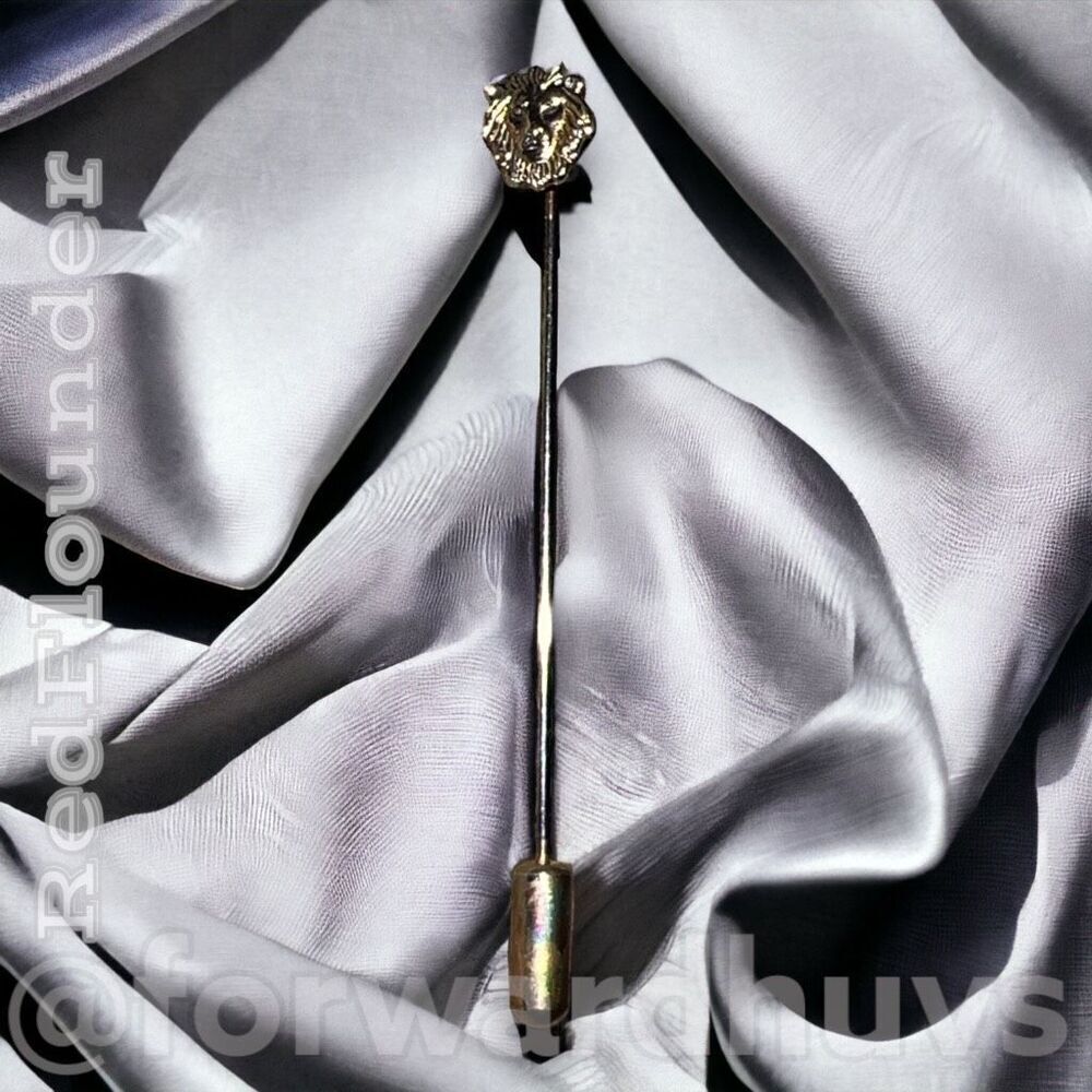 Vintage Silver Tone Lion Hat Pin Stick Pin